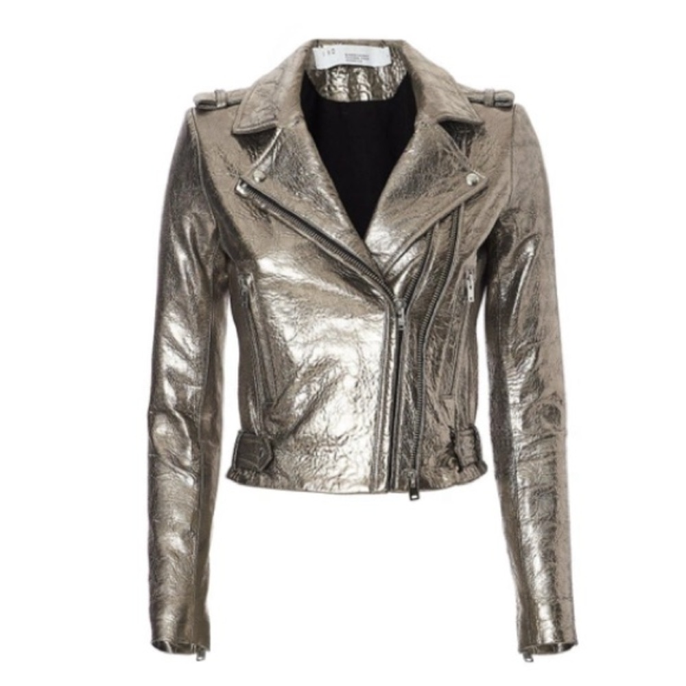 Iro metallic Dylan leather moto biker jacket size 40